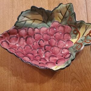 Vintage 1999 Clay Art So. San Francisco "Vineyard" hand painted serving dish